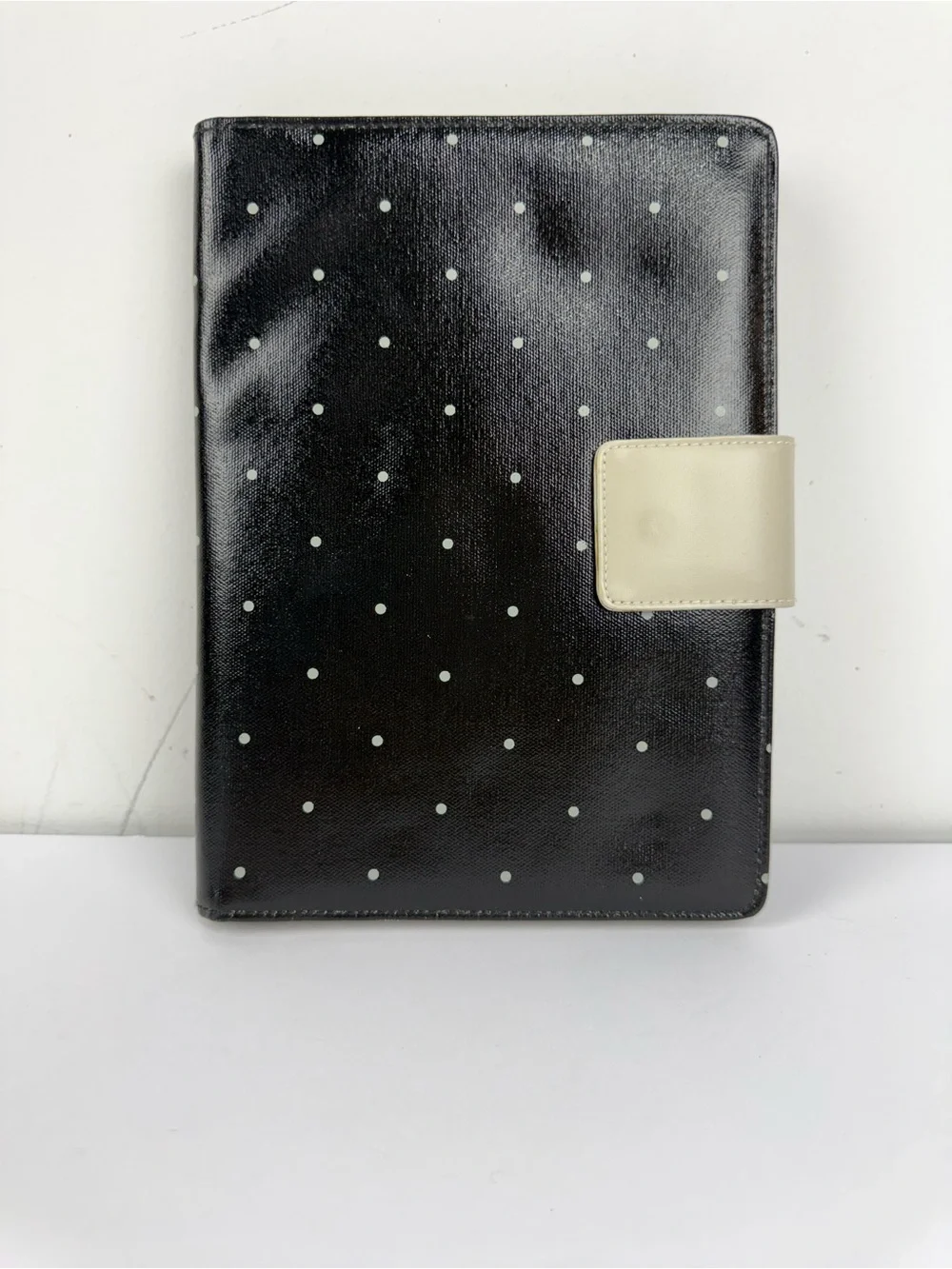 Franklin Covey Vintage Black White Polka Dots Planner Binder 8.5x6